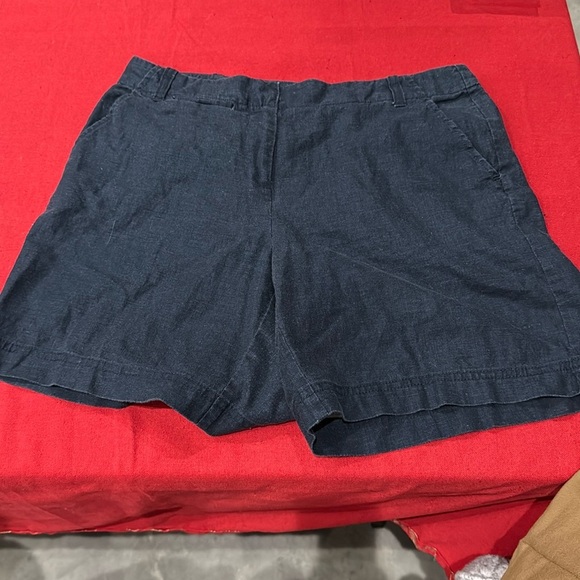 J. Crew Navy Linen-Blend Shorts - Picture 1 of 3